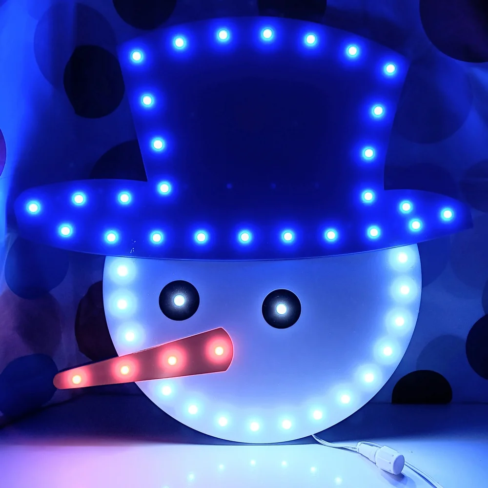 Festive LED Snowman Light with Blue Hat